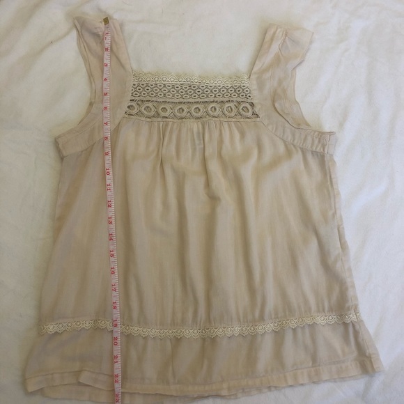 H&M crochet lace trim square neck beige cream peasant top boho blouse tunic - Picture 3 of 6